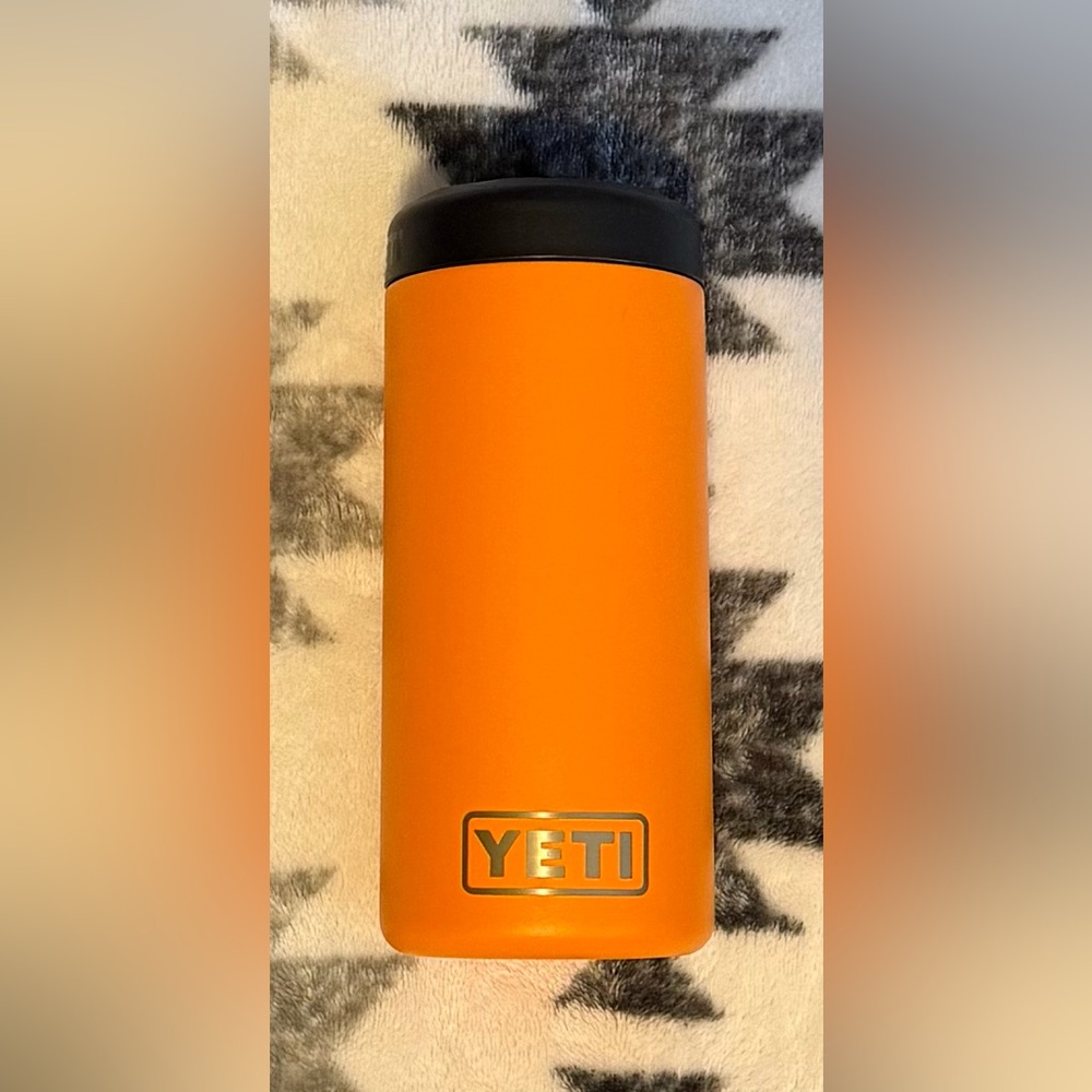 Orange Yeti Rambler 12 oz. Can Koozie Cup